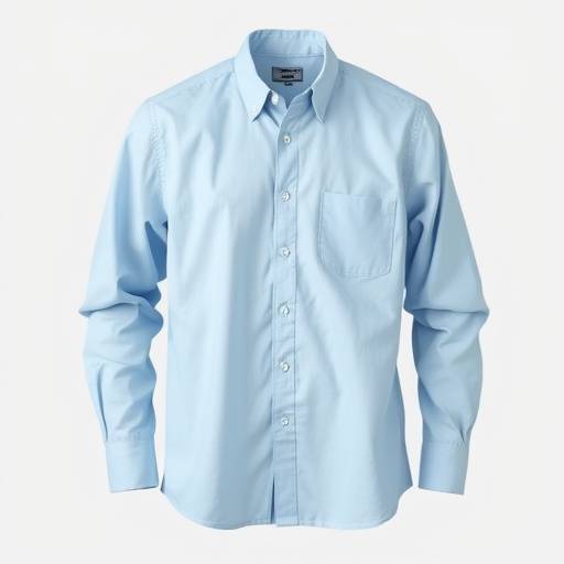 Camisa social masculina azul clara de algodão egípcio, manga longa